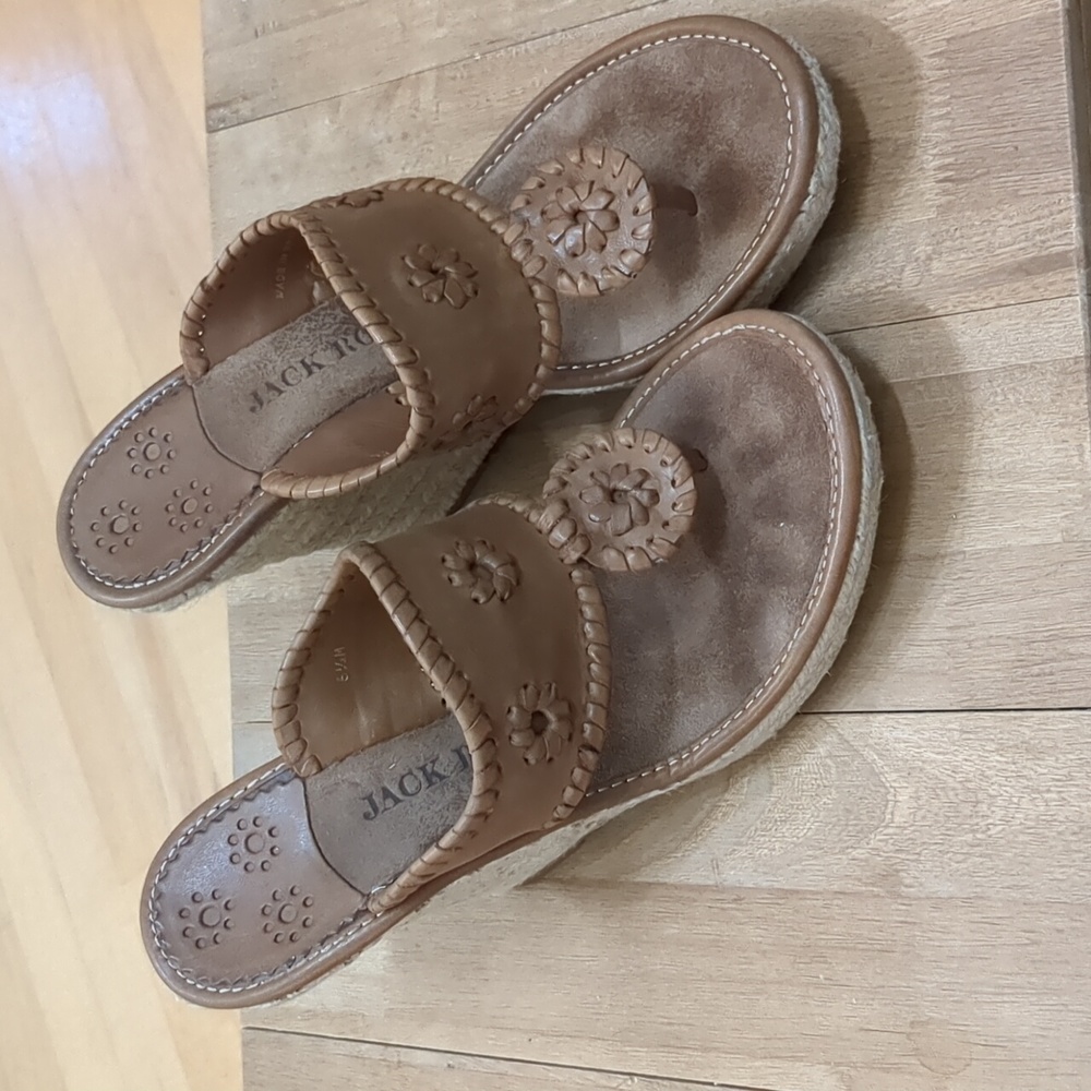 Jack Rogers espidrille 4" wedge sandal. Size 6.5 EUC